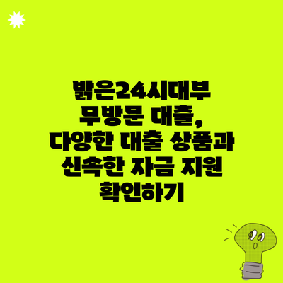 밝은24시대부 무방문 대출, 다양한 대출 상품과 신속한 자금 지원 확인하기