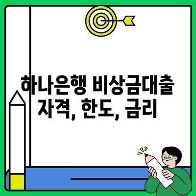 하나은행 비상금대출 자격, 한도, 금리