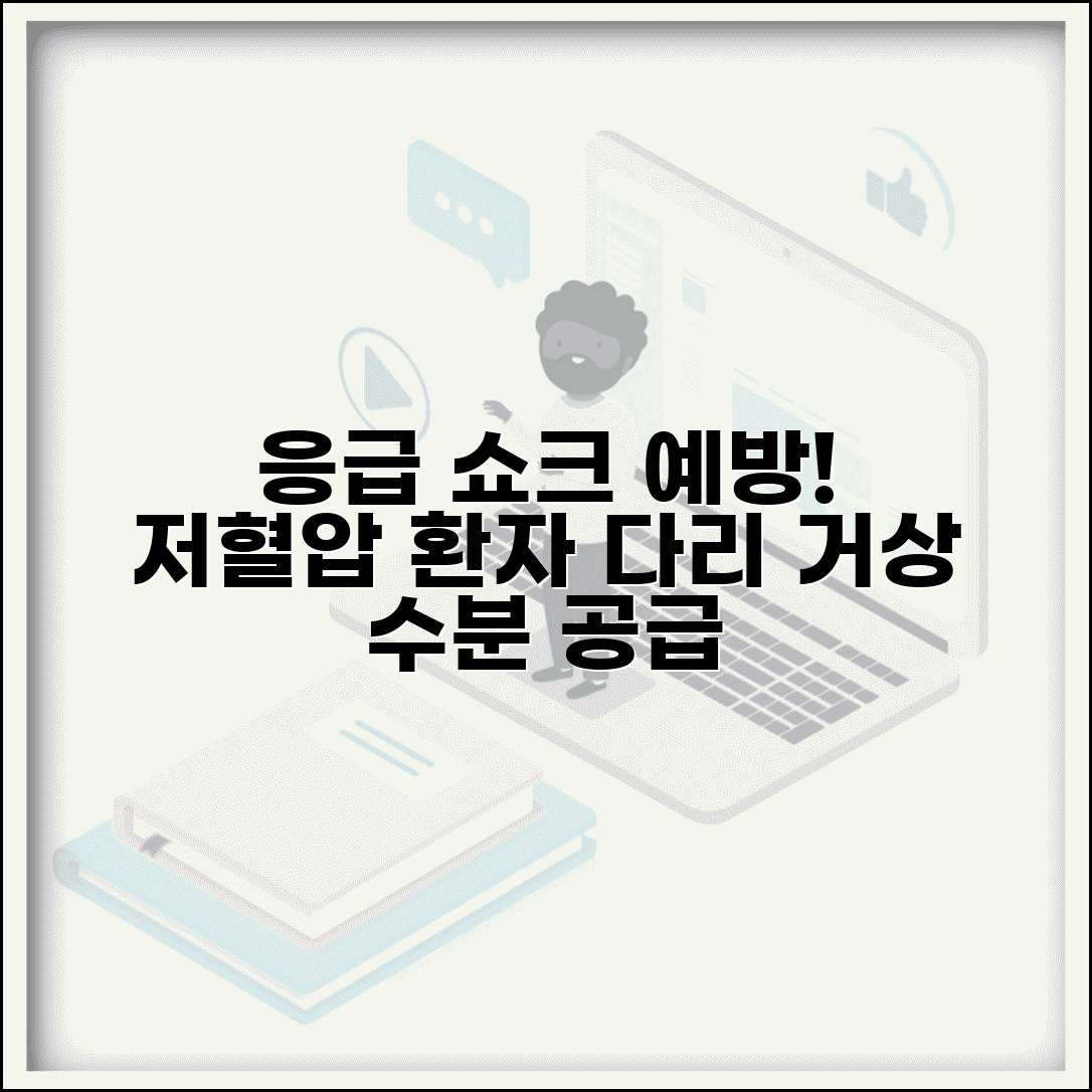 저혈압 응급처치 쇼크 예방 | 혈압 강하 환자 다리 거상과 수분 공급 응급 조치