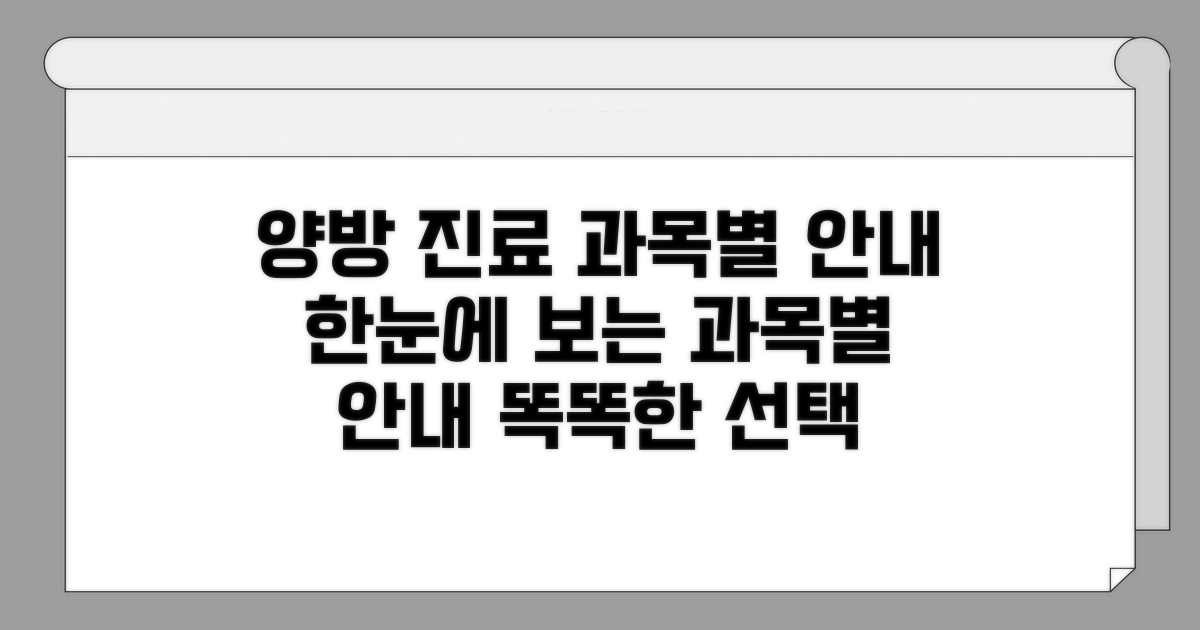 양방 진료 과목별 안내