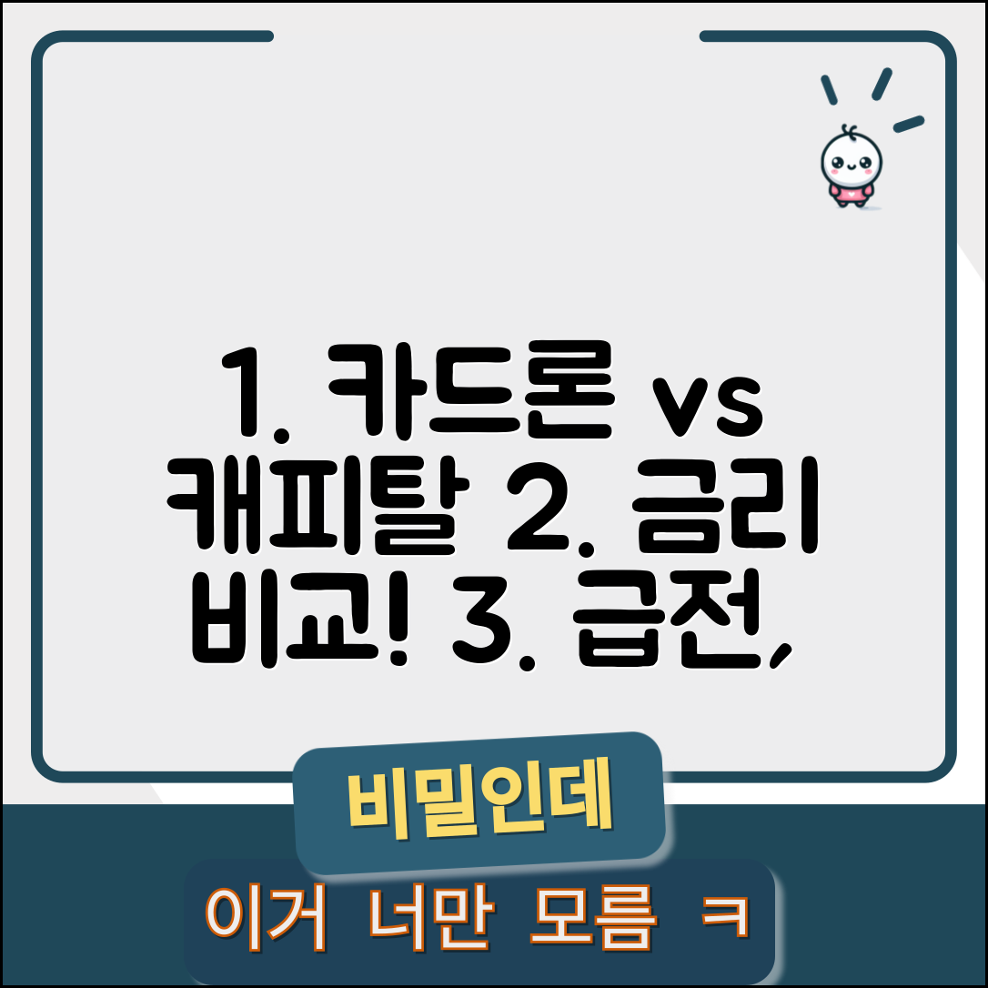 카드론 vs 캐피탈 대출 금리 | 급전 필요할때 유리한 선택