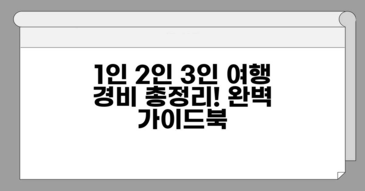 인원별 여행 경비 총정리