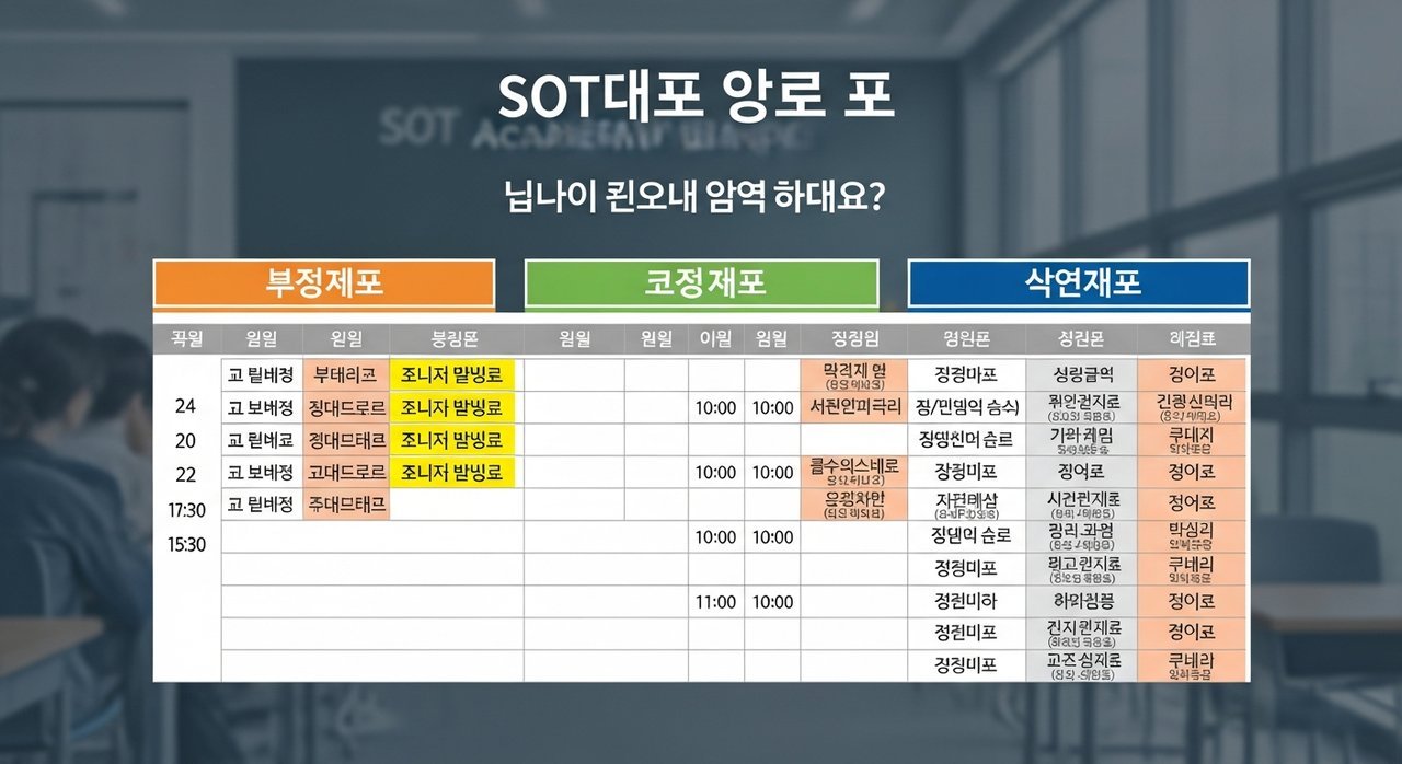 SOT학원 반포 시간표: 단과/종합/특강반, 나에게 맞는 수업은?